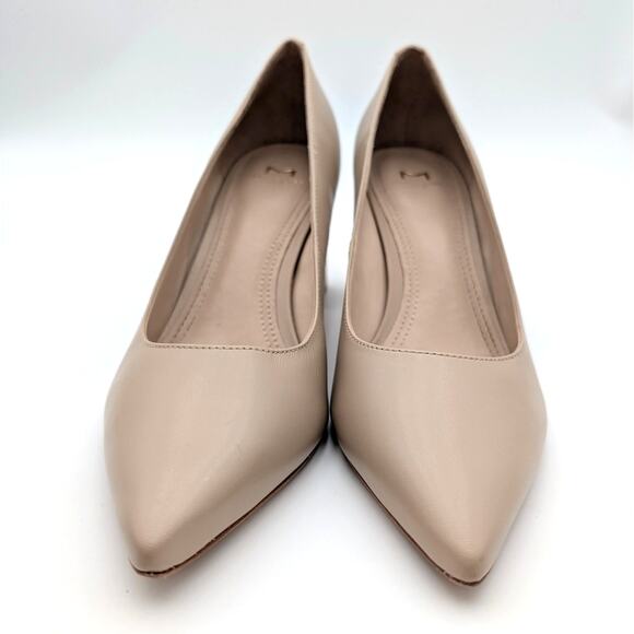 Marc Fisher Zala Block Heel Pump Women's Lite Latte Leather Size US7.5M EU38 - Picture 2 of 12